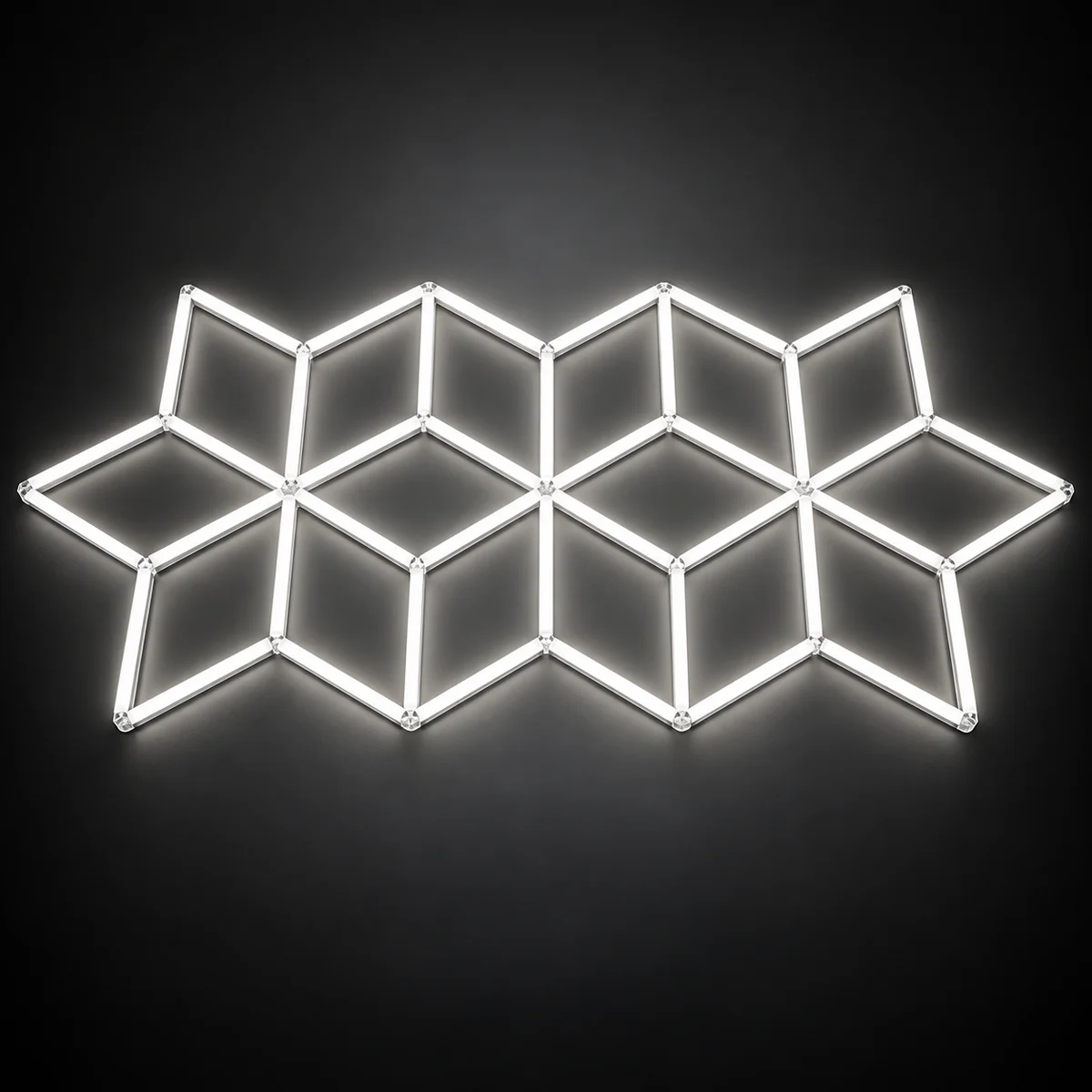 Interlocking diamond lighting layout in white light