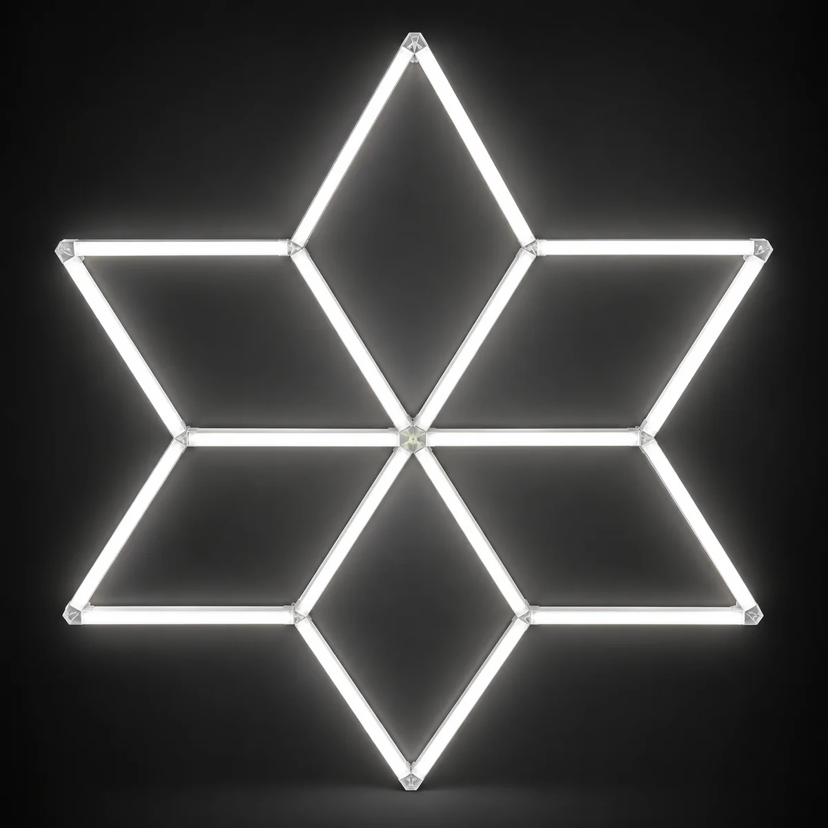 Six-point star lighting layout in white light