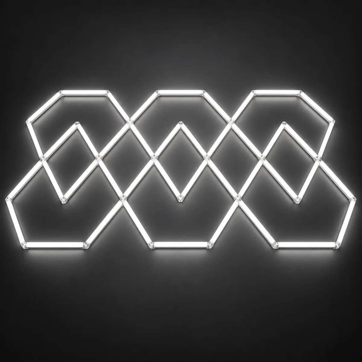 Triple-hexagon lighting layout in white light