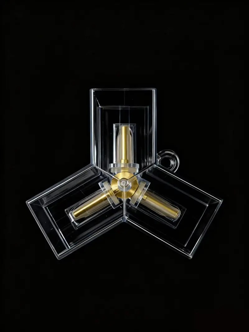 Clear Y-shaped three-way connector with brass contacts
